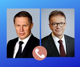 Verhandlungen der Gesundheitsminister Russlands Michail Muraschko und Österreichs Rudolf Anschober